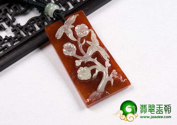 冰种红翡缅甸翡翠A货喜上眉梢挂件