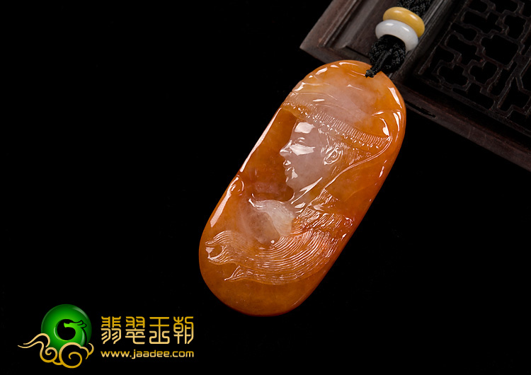 糯冰种红黄翡缅甸翡翠A货美少女挂件