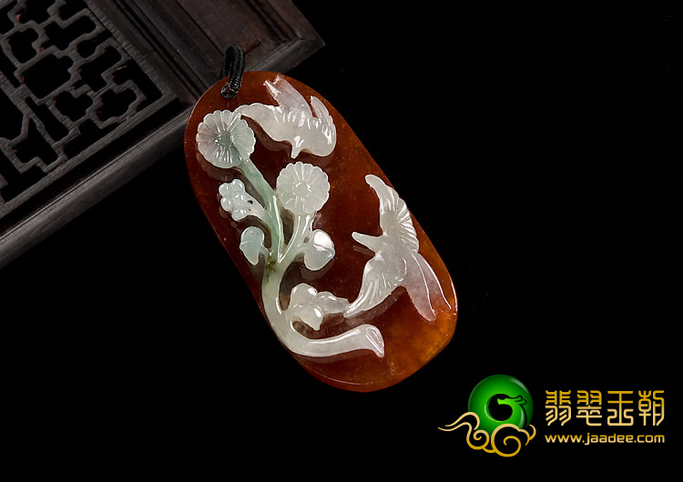 冰种红翡缅甸翡翠A货喜上眉梢挂件