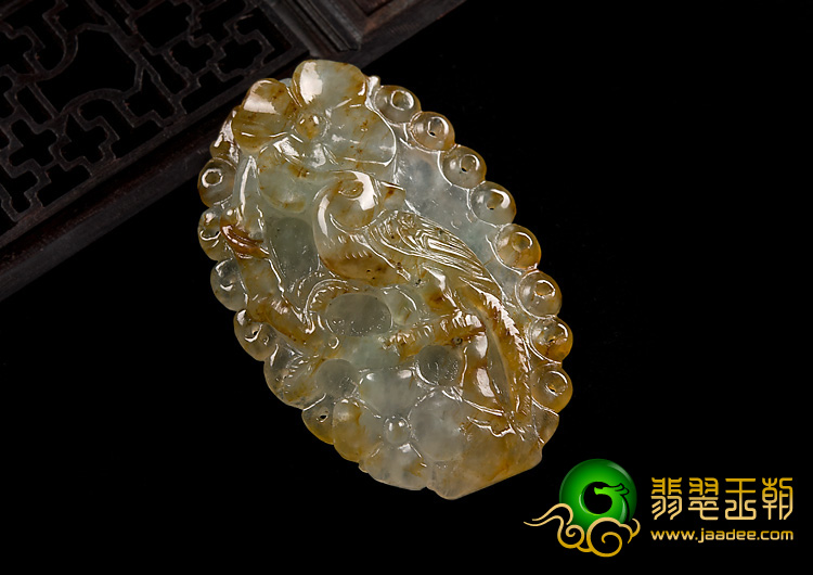 冰种褐黄翡缅甸翡翠A货英明神武挂件