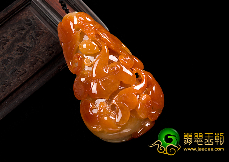 糯冰种红黄翡缅甸翡翠A货福从天降挂件