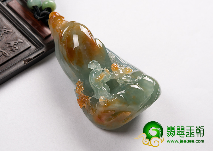 冰种红黄翡缅甸翡翠A货访友图挂件