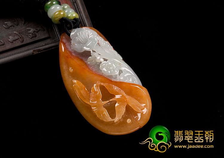 糯冰种红黄翡缅甸翡翠A货双喜临门挂件
