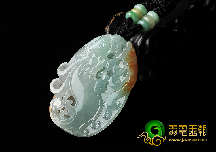 冰种三彩缅甸翡翠A货仿古龙牌挂件