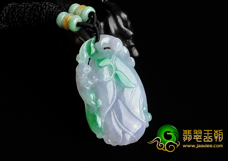 糯冰种淡春带彩缅甸翡翠A货玉兰花挂件