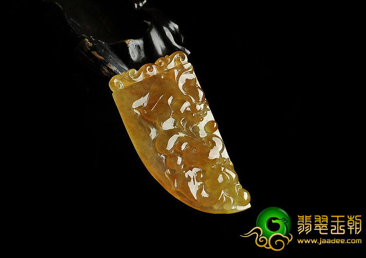 冰种黄翡缅甸翡翠A货金玉满堂挂件