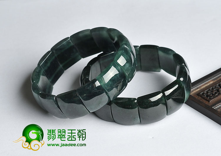 糯冰种蓝水缅甸翡翠A货手链（单价）