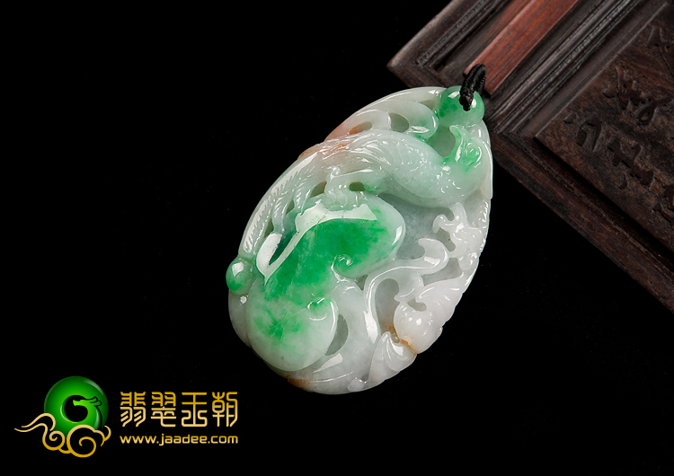 糯冰种红加绿缅甸翡翠A货如意有喜挂件