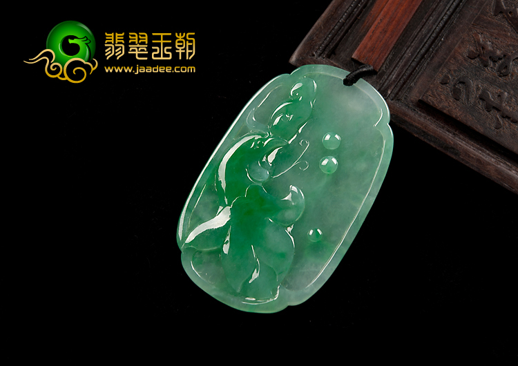 冰种翠色缅甸翡翠A货福寿如意挂件