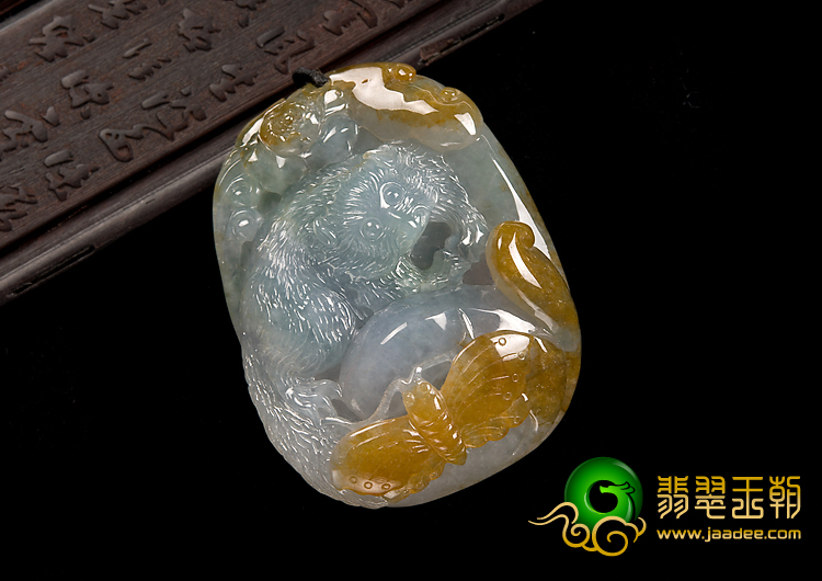 糯冰种紫罗兰黄翡缅甸翡翠A货猫蝶富贵挂件