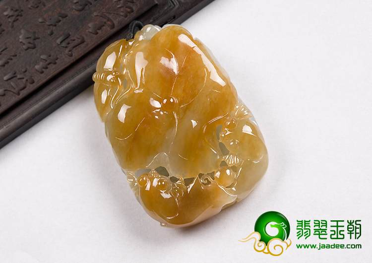 冰种黄翡缅甸翡翠A货金玉满堂挂件