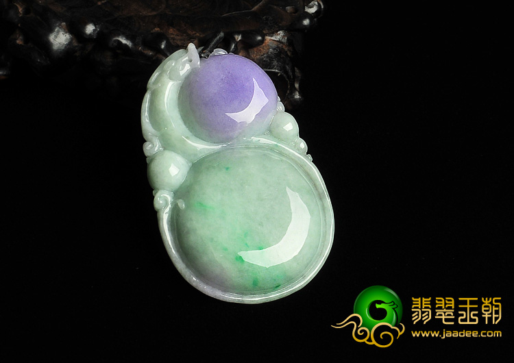 糯冰种春带彩缅甸翡翠A货福寿如意挂件