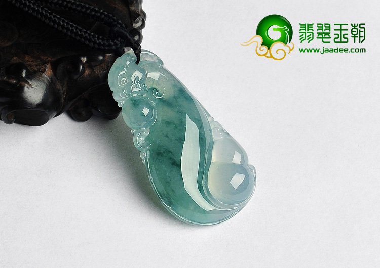 冰种飘花缅甸翡翠A货龙如意挂件