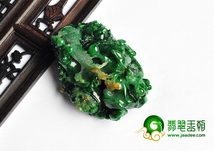 糯冰种黄加绿缅甸翡翠A货花开富贵挂件