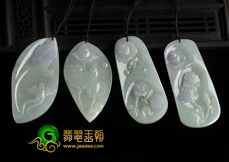 (超值推荐)糯冰种紫罗兰缅甸翡翠A货蝶恋花.如意有喜.一品清莲挂件（单价）