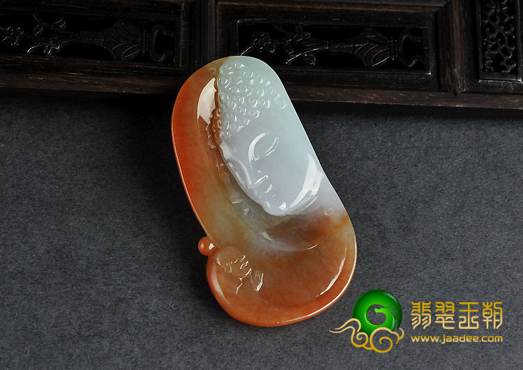糯冰种红黄翡缅甸翡翠A货得道成佛挂件