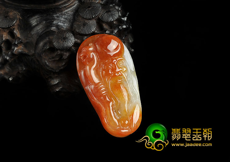 糯冰种红翡缅甸翡翠A货寿星头挂件