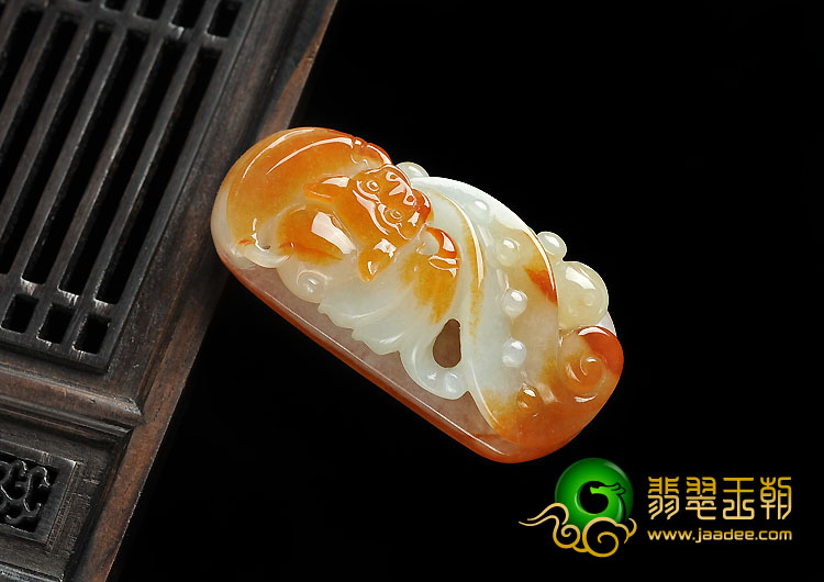 糯冰种红黄翡缅甸翡翠A货福从天降挂件