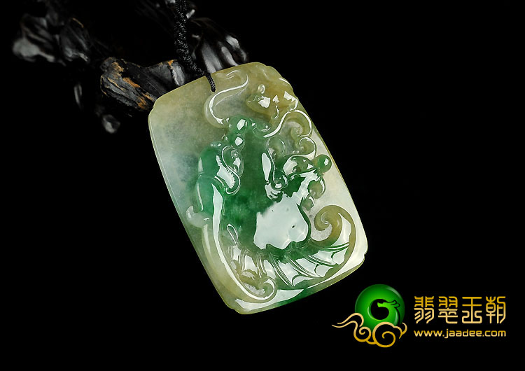 冰种黄加绿缅甸翡翠A货龙头挂件