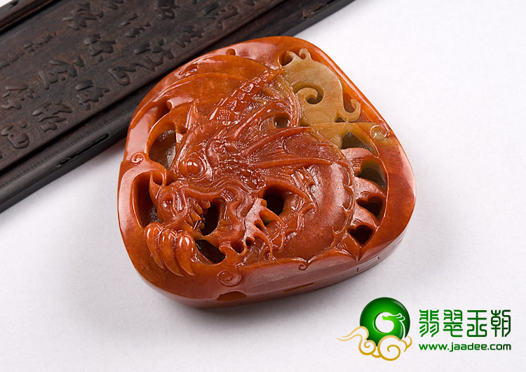 糯冰种红翡缅甸翡翠A货龙头挂件