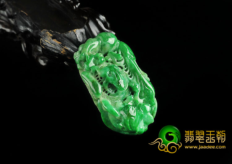 细糯种黄加绿缅甸翡翠A货步步高升挂件