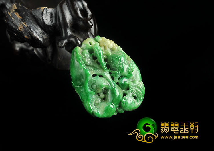 细糯种黄加绿缅甸翡翠A货金玉满堂挂件