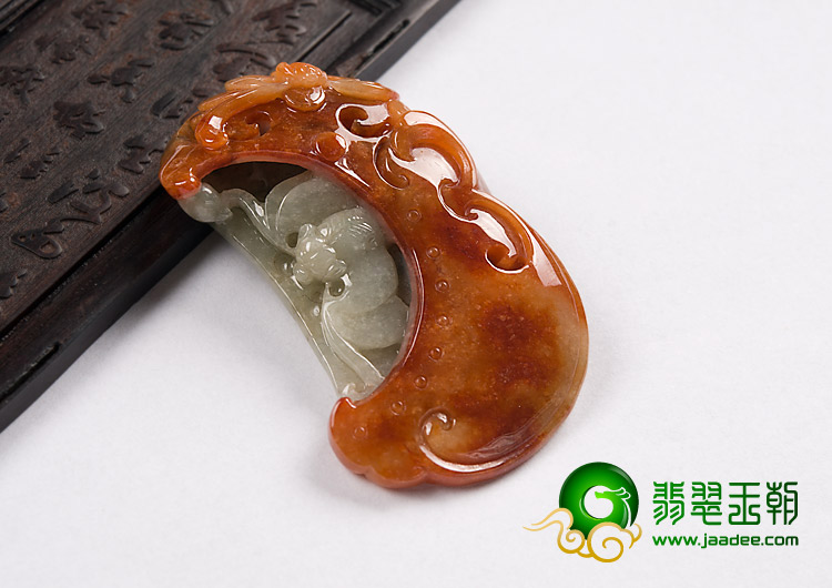 糯冰种红黄翡缅甸翡翠A货福从天降挂件