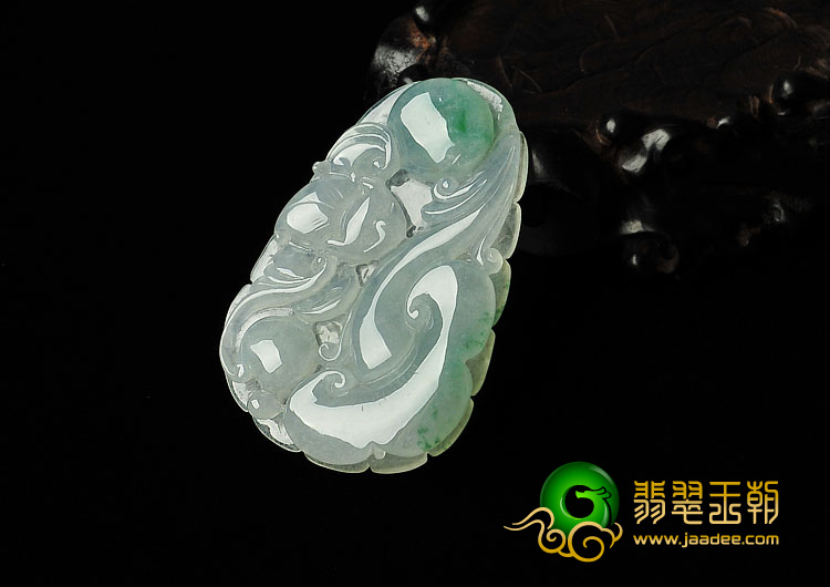 冰种飘花缅甸翡翠A货蝙蝠如意挂件