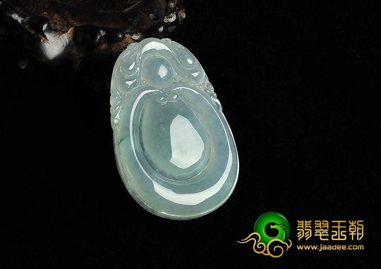 冰种淡晴水缅甸翡翠A货双龙如意挂件