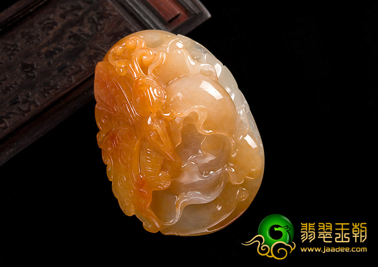 糯冰种红黄翡缅甸翡翠A货蝶恋花挂件