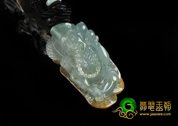 糯冰种晴水褐翡缅甸翡翠A货济公挂件