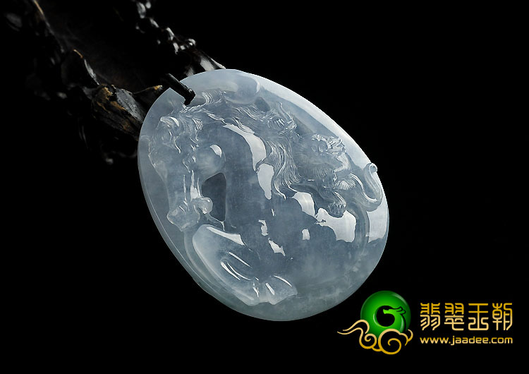 冰种晴水缅甸翡翠A货马上封侯挂件