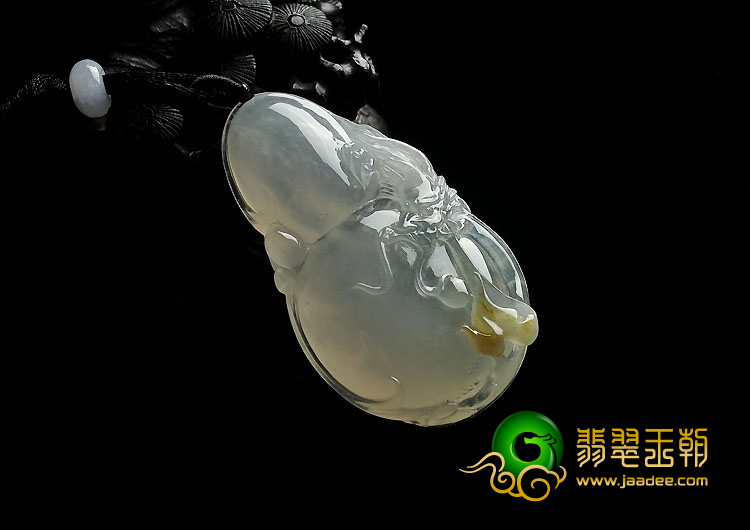 冰种略带黄翡缅甸翡翠A货福禄寿挂件