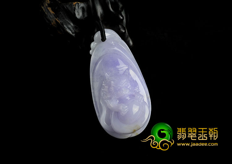 糯冰种紫罗兰缅甸翡翠A货灵猫送宝挂件