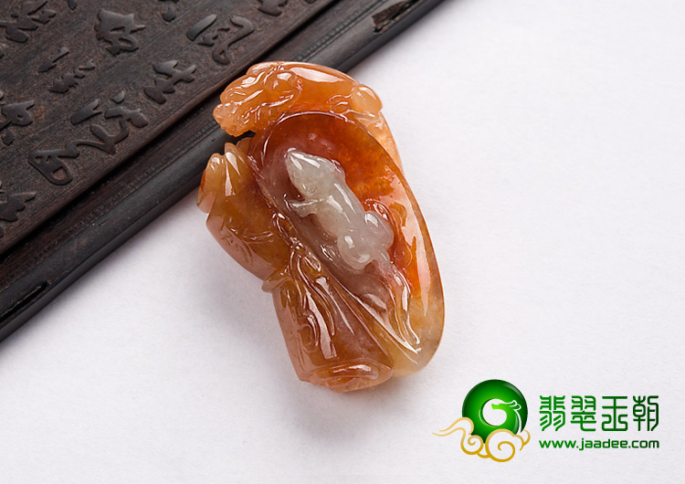 糯冰种红黄翡缅甸翡翠A货望子成龙挂件