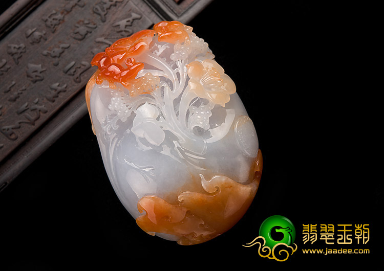 糯冰种淡紫罗兰红黄翡缅甸翡翠A货富贵花开挂件
