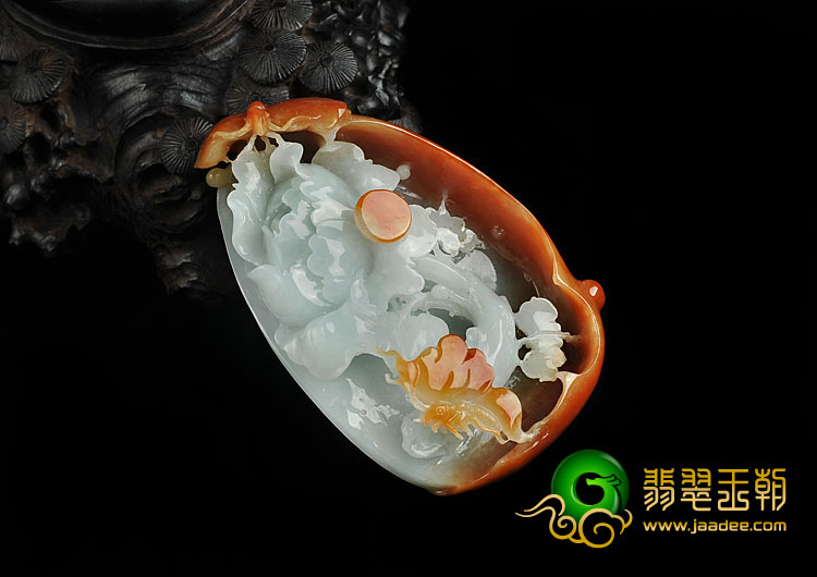 糯冰种红黄翡缅甸翡翠A货蝶恋花挂件/手玩件