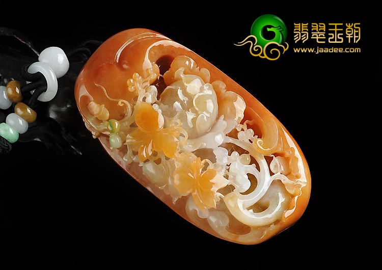 糯冰种红黄翡飘翠缅甸翡翠A货蝶恋花手玩件