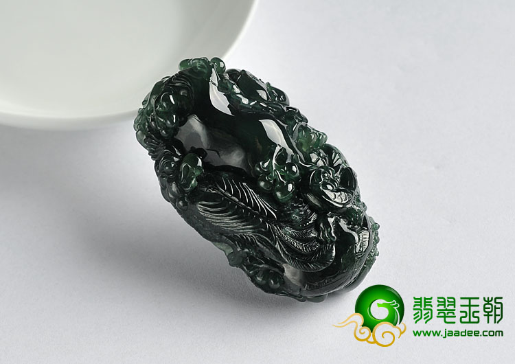 冰种蓝水缅甸翡翠A货富贵花开挂件