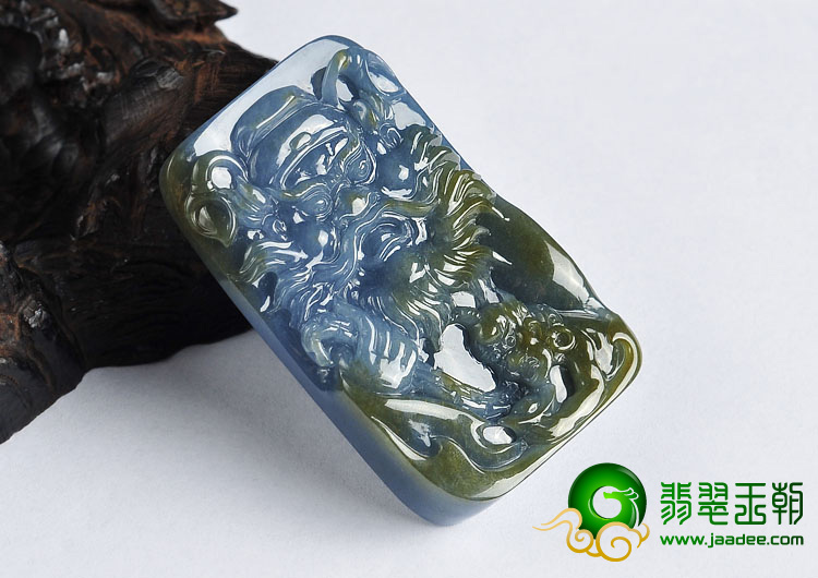 糯冰种紫罗兰带褐黄翡缅甸翡翠A货钟馗打鬼挂件