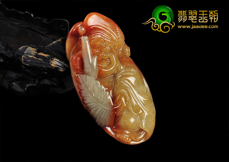 糯冰种红黄翡缅甸翡翠A货济公挂件