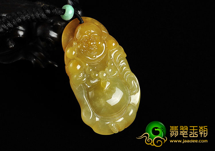 冰种黄翡缅甸翡翠A货玉佛挂件