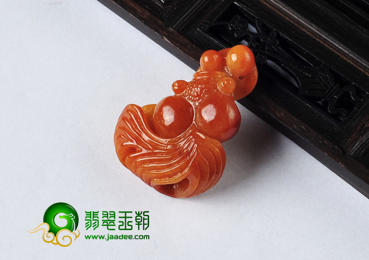 糯冰种红黄翡缅甸翡翠A货金玉满堂挂件