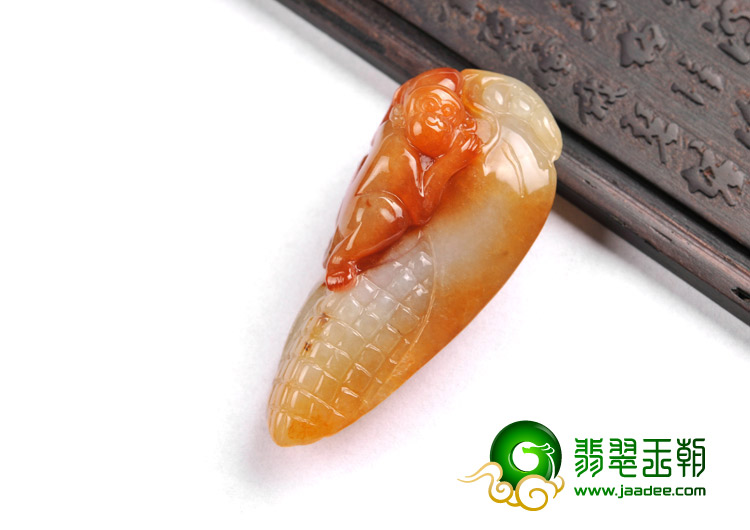 糯冰种红黄翡缅甸翡翠A货多子多福挂件