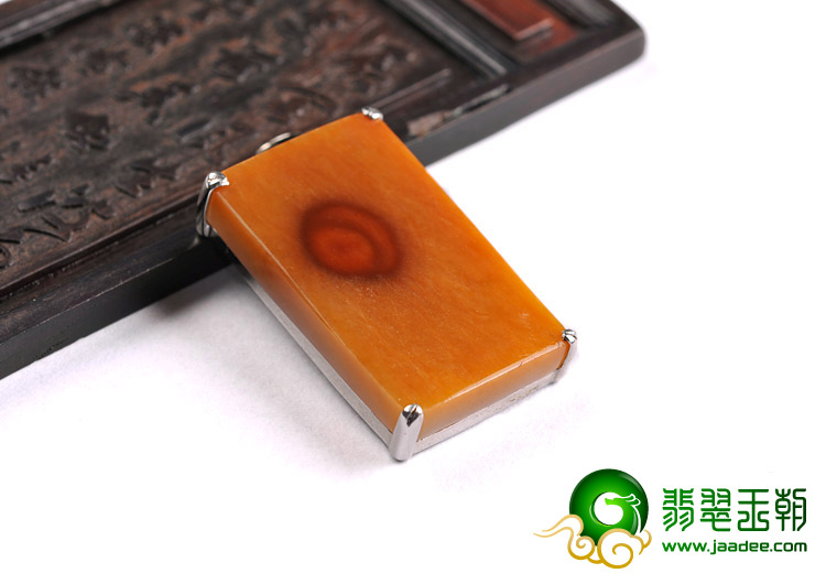 糯冰种红黄翡缅甸翡翠A货镶银天眼牌胸坠