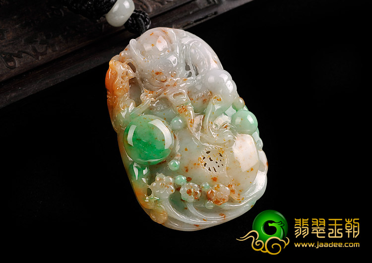 (超值推荐)糯冰种三彩缅甸翡翠A货望子成龙挂件