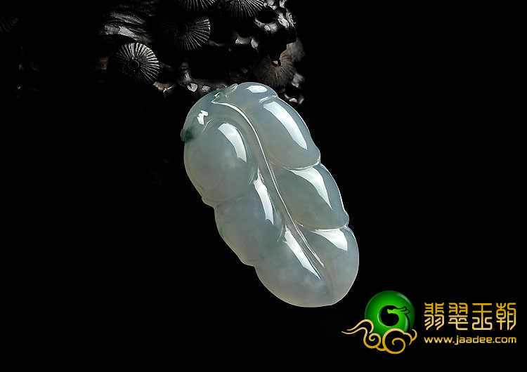 冰种飘花缅甸翡翠A货叶子挂件