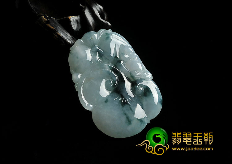 冰种飘花缅甸翡翠A货如意寿挂件