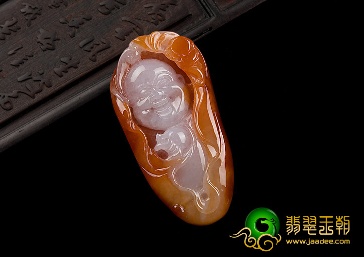 糯冰种红黄翡缅甸翡翠A货玉佛挂件