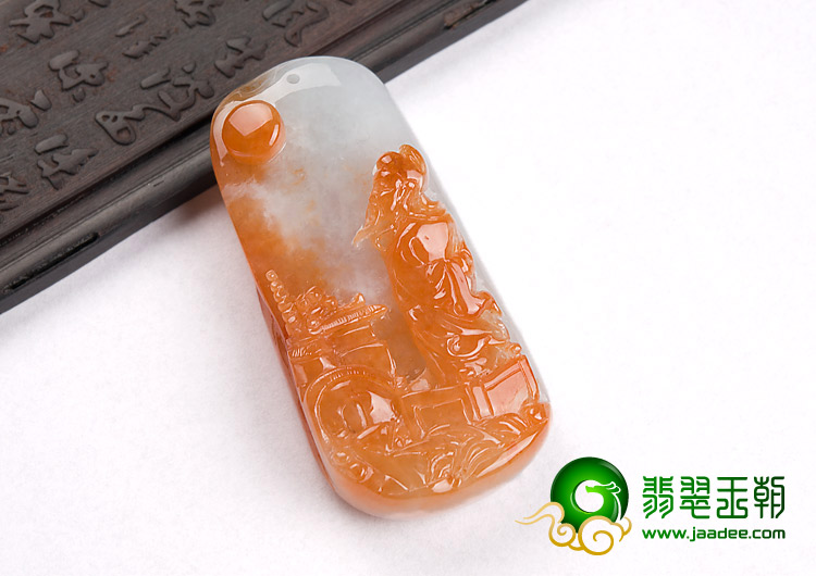 糯冰种红黄翡缅甸翡翠A货望月怀远挂件